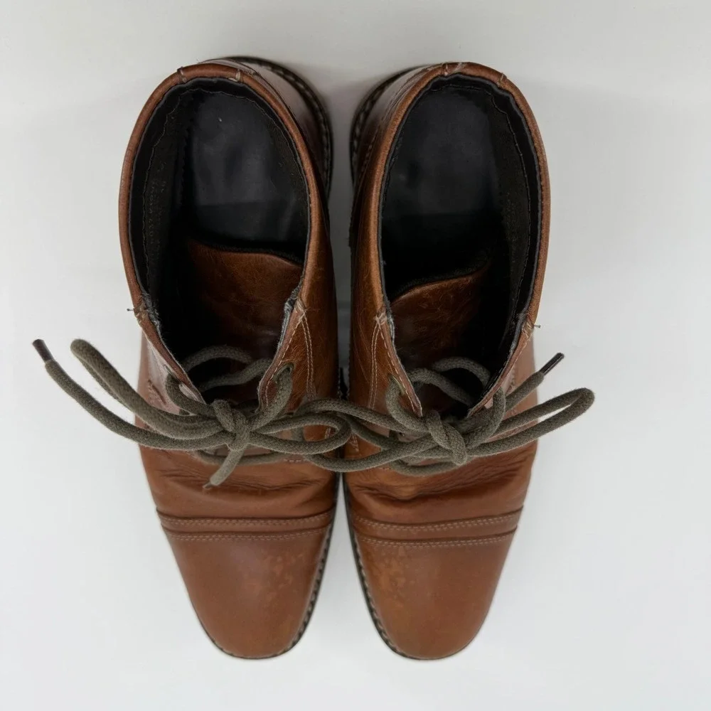 Steve Madden Mens Kirve Brown Leather Cap Toe Chukka Boots SMH7LF037 Size 10